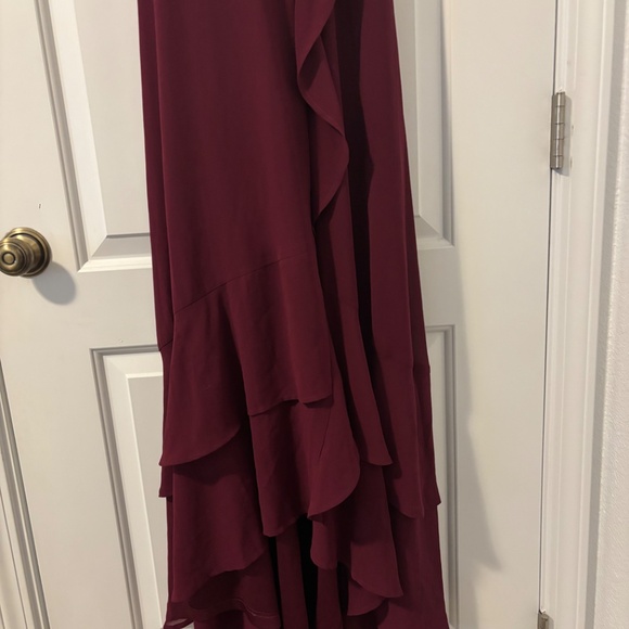 Lulu's Wine Ruffle Dress - Picture 11 of 14